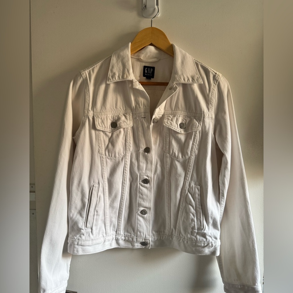 Gap white denim jacket